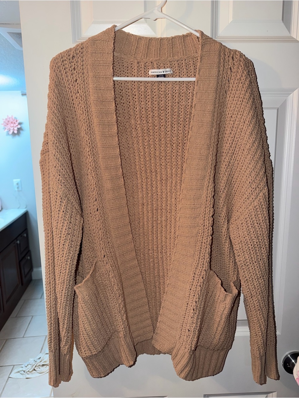 American Vintage Open-Front Chunky Cardigan Sweater - Carmel